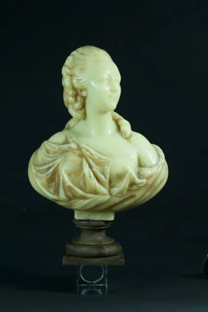 Ancien buste portrait en Cire de la Comtesse du Barry Louis XV  favorite 19e