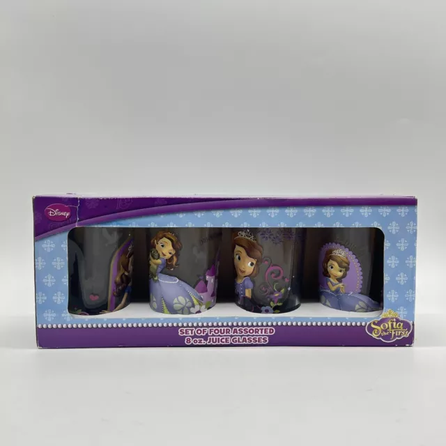 Disney Sofia The First Juice Glasses 8oz Multicolor Set of 4 New Gift