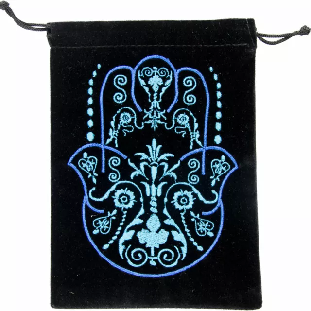 - Hamsa Fatima Hand Embroidered Velveteen Bag for Tarot Runes Gems Wiccan Pagan