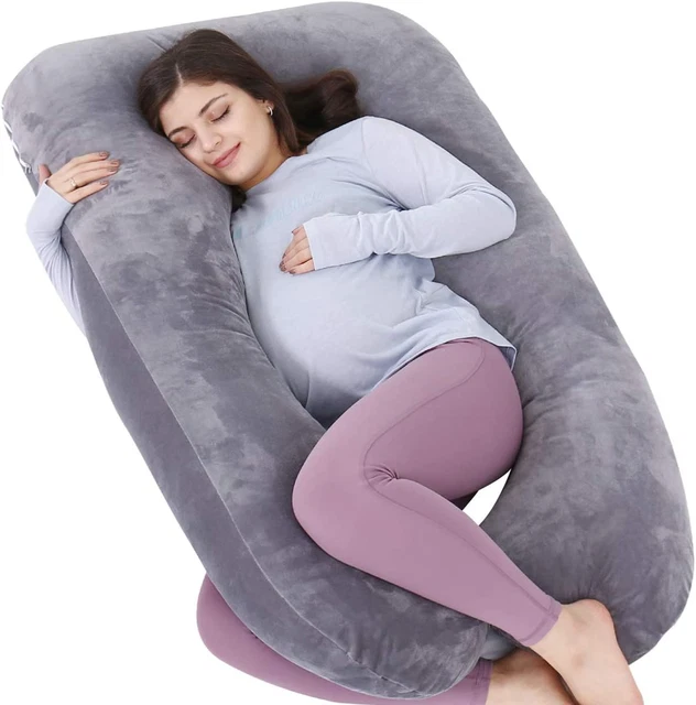 AS AWESLING Coussin de grossesse en forme U pour femme enceinte avec Gris