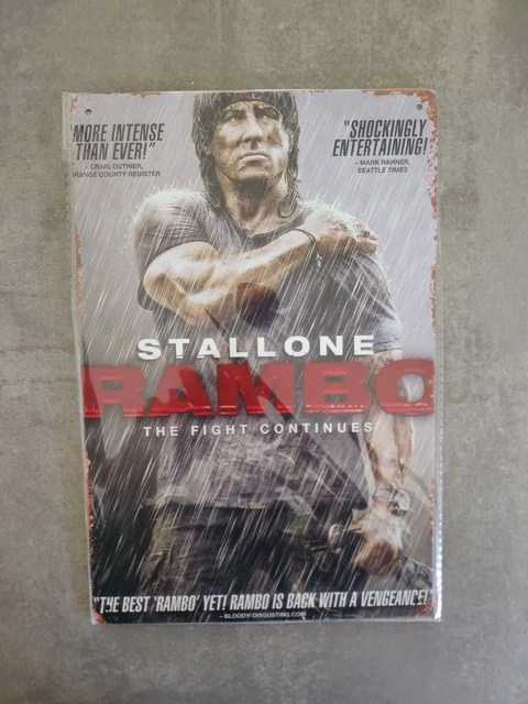 Plaque Murale En Métal Vintage Film Rambo – Dimensions 30 X 20 Cm – Multicolore