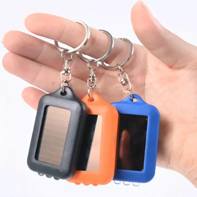 Mini Solar LED Keychain Flashlight Portable Small Pocket Light BJ