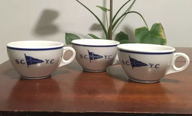 3 VTG Jackson Walker China Seawanhaka Corinthian Yacht Club Mugs Oyster Bay NY