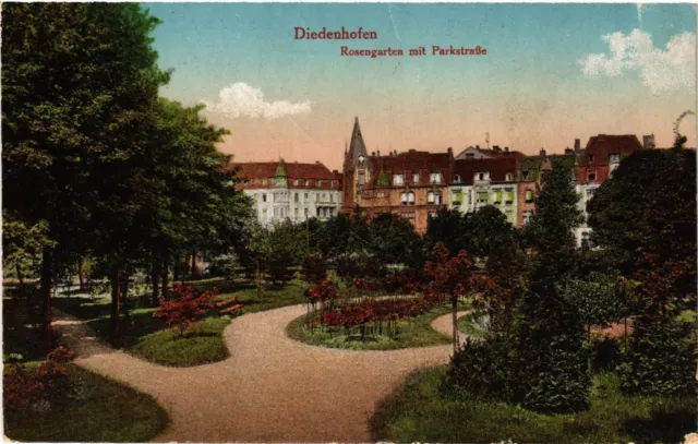 CPA AK DIEDENHOFEN - rose garden with parking street (454575)