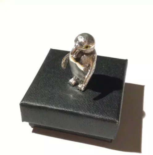 Sterling Silver Miniature Penguin bird animal figure collectable curio boxed 3cm