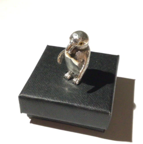 Sterling Silver Miniature Penguin bird animal figure collectable curio boxed 3cm