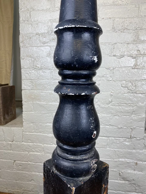 C.1900 Newel Post, Oak Architectural Staircase Element 38 1/2"H Base 6" x 5 5/8" 3