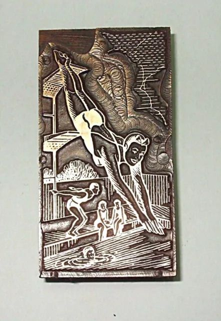 Old Fashioned "Swimming/Diving" Printing Block.