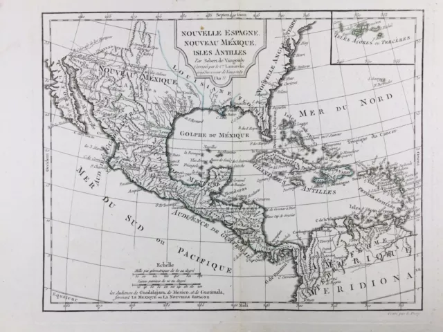 Floride Louisiane en 1795 Nicaragua Mexique États Unis Antilles Rare Carte