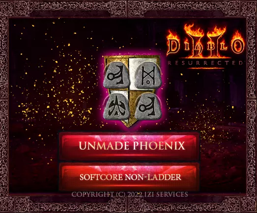 D2R Diablo 2 Resurrected Softcore NONLadder Unmade Phoenix    PCSWITCHPS