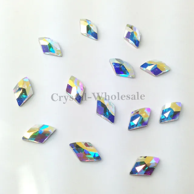 4 pcs Swarovski 2709 Rhombus Flatback Rhinestones 10mm x 6mm CRYSTAL AB (001 AB)