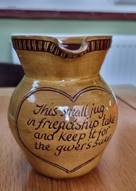 Decorative Original Collectable Bideford Pottery Earthenware Jug Motto Ware