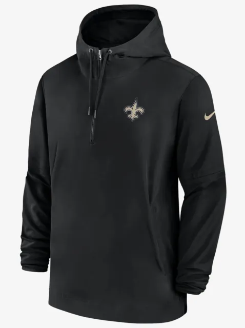 Nike New Orleans Saints Sideline Black 1/2 Zip Pullover Hooded Jacket Men’s 3XL