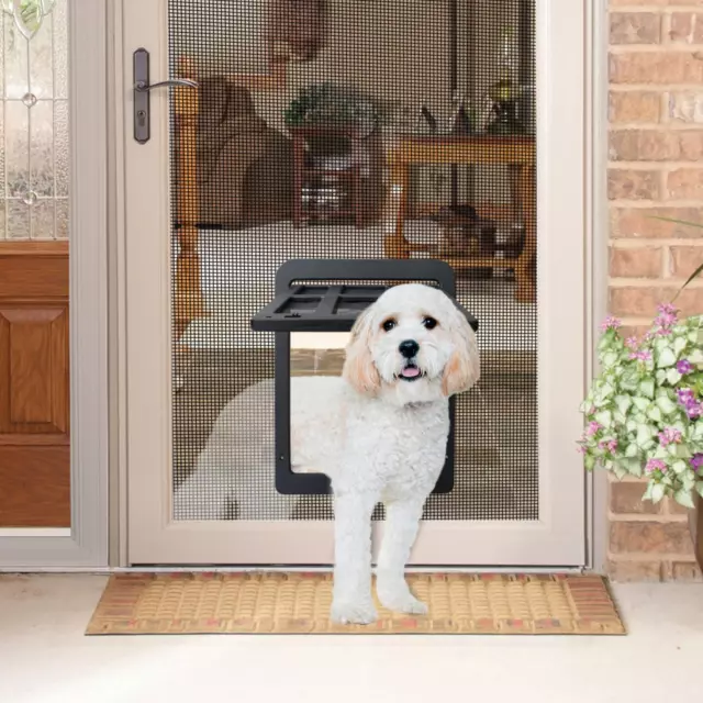 Dog Cat Flap Door for Sliding Glass Doors with 4 Ways Lock Window Gate Pet