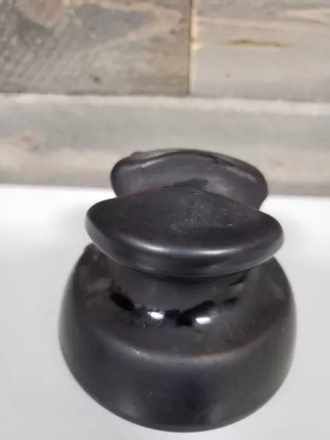 Vintage Brown Porcelain Saddleback Style Insulator 2