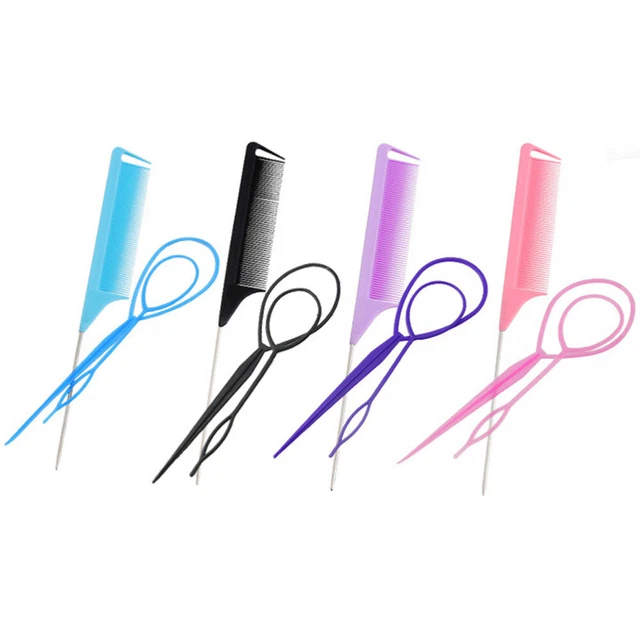 4 juegos de herramientas para trenzar el cabello cola de cola de rata herramienta para hacer cola de caballo accesorios