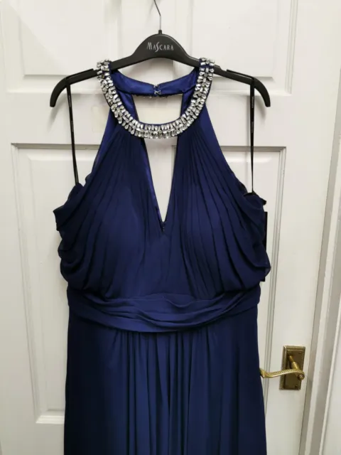 Mascara Mc181212BM size 18 Evening Dress navy blue beaded halter BNWT