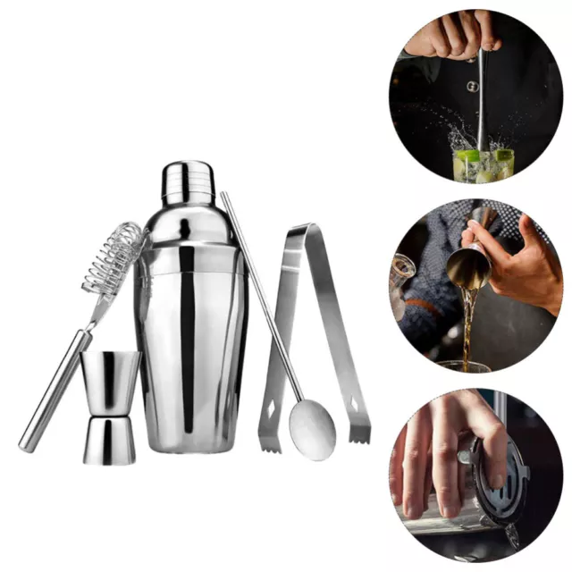 5 Pcs Stainless Steel Bartender Set Liquor Shaker Cocktail Bartending Tools