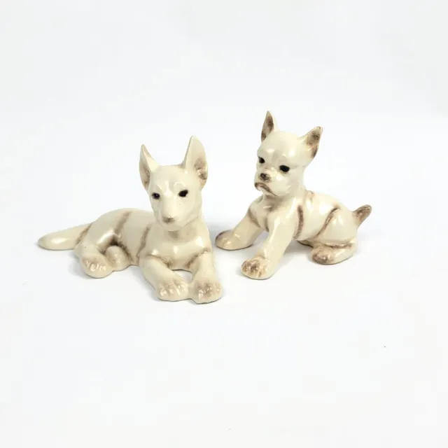 Vintage Erphila White Boxer & German Shepherd Dog Figurines - Set of 2 Rare