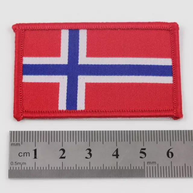 FLAG NORWAY IRON ON 6.5cm x 4cm EMBROIDERED NORWEGIAN NATIONAL  PATCH BADGE 091