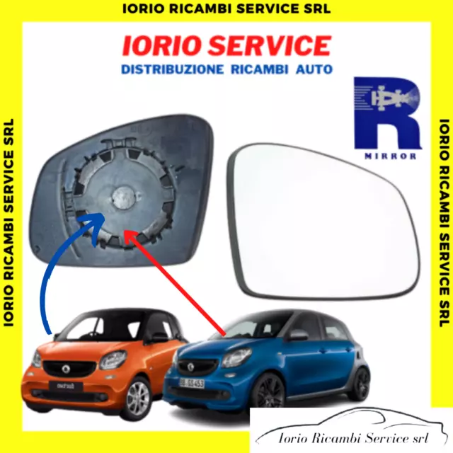 Piastra Specchio Destro + Vetro Smart 453 Fortwo Forfour Renault Twingo Iii 2014