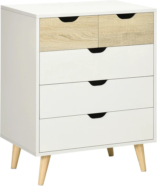 Cassettiera Bealife Neptune Con 5 Cassetti Spaziosi, In MDF, Design Moderno Per Camera, Ufficio O Soggiorno