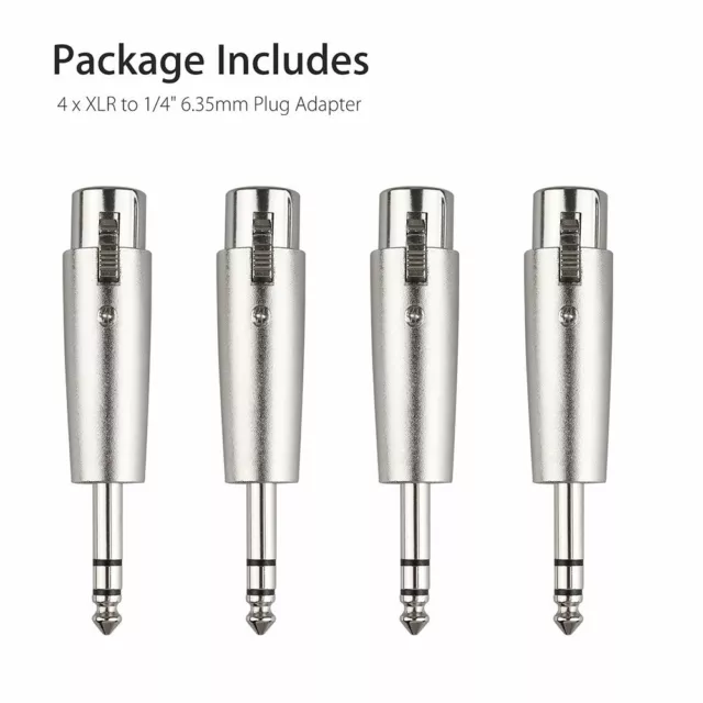 Heavy duty XLR Female to 635mm Stereo Male Plug TRS Audio Cable 4 Pack