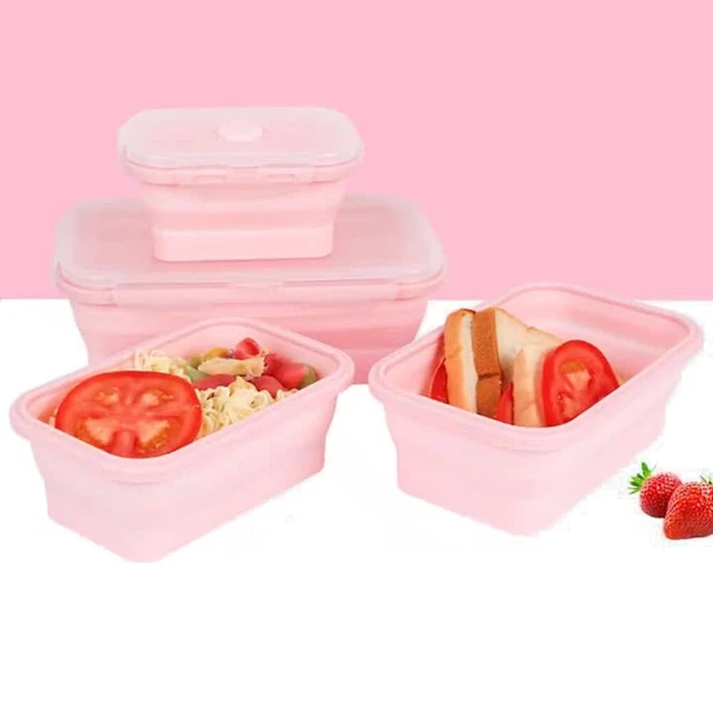 Confezione da 4 contenitori per alimenti pieghevoli con coperchi versatili e pra