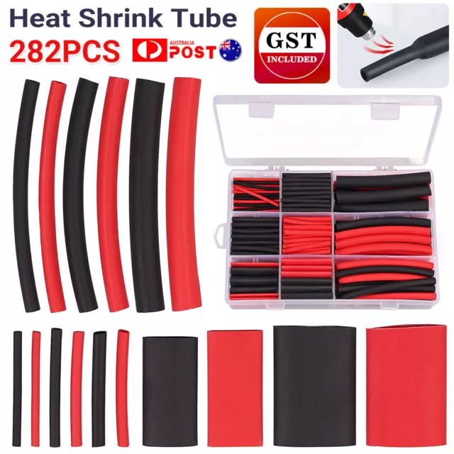 282pcs 3:1 Ratio Heat Shrink Tube Dual Wall Adhesive Lined Marine Glue Tubing