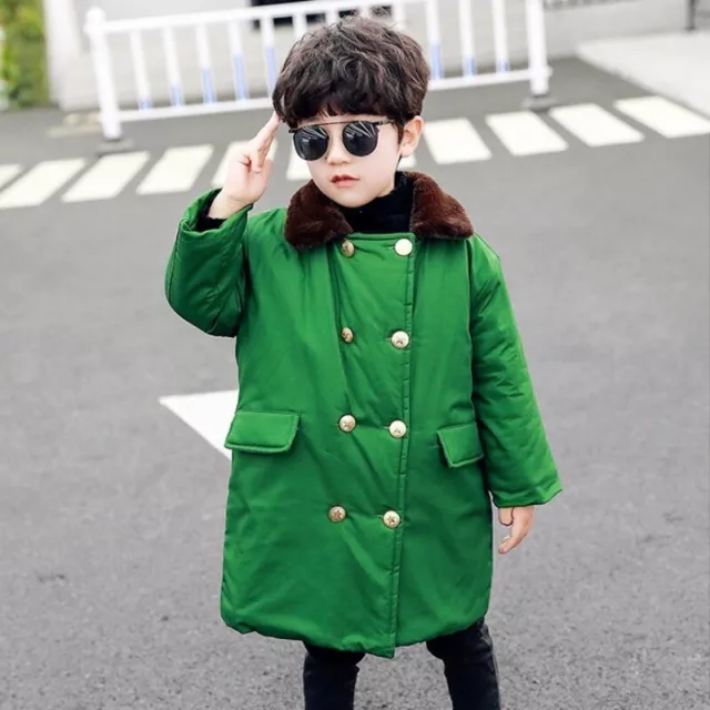 Bambini Giacca Foderata IN Pile Termico Cappotto Militare Caldo Inverno Rétro