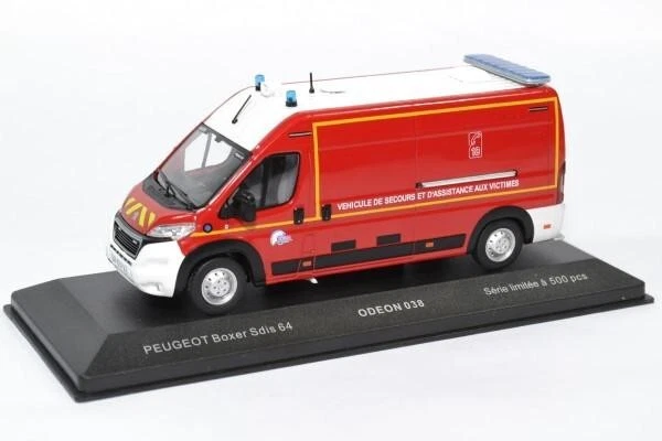 Miniature Norev Peugeot Boxer VSAV 59 Pompier 1/43