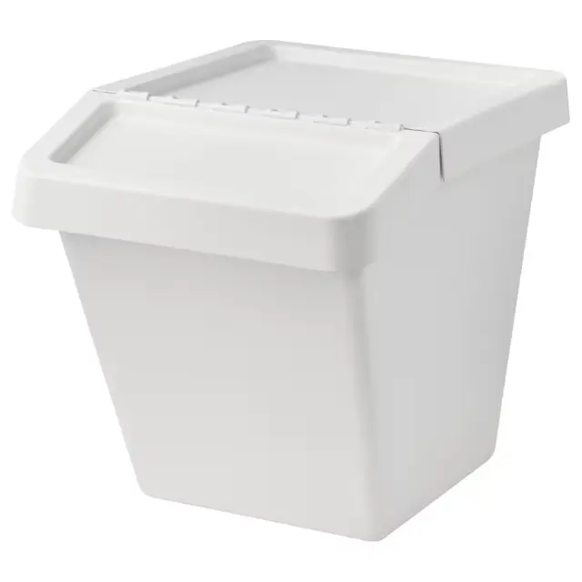 SORTERA Waste Sorting Dustbin With Lid Rubbish basket Reusable Box White 60 L