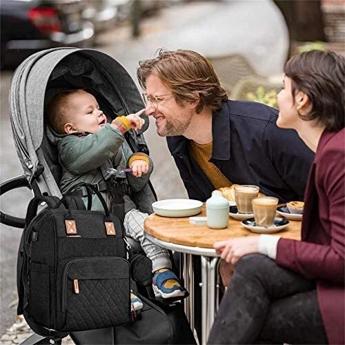 Baby Diaper Nappy Changing Backpack Set Mummy Large Multi-Function Travel Bag US 18