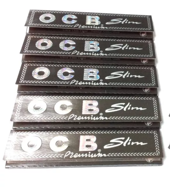 OCB Slim Premium Black King Size Rolling Paper - 5 Booklets