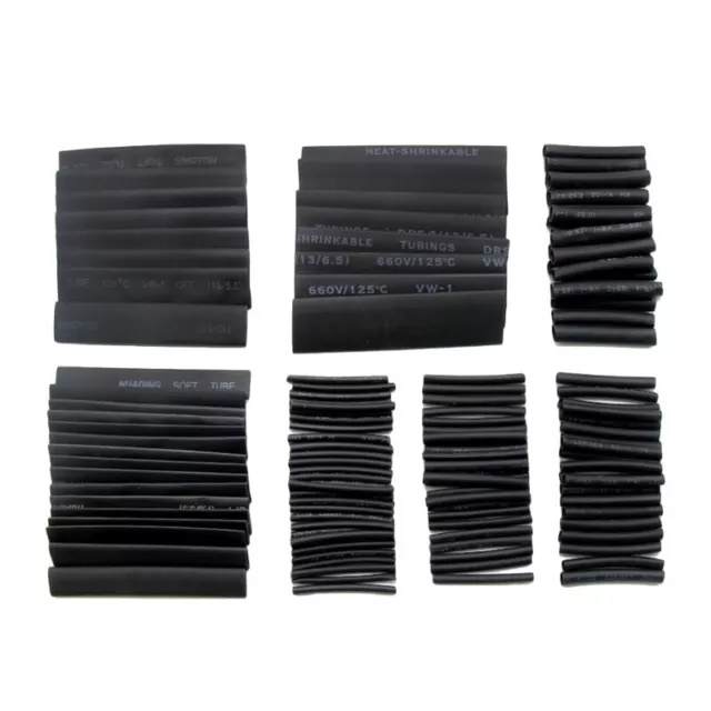 127x Black Electric Insulation Heat Shrink Tube Wire Shrink Wrap Assortment Kit