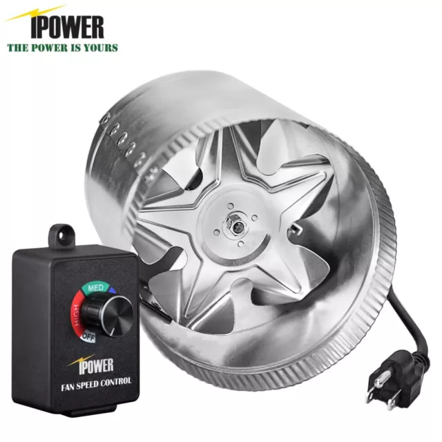 iPower 4/6/8 inch Inline Duct Booster Fan Exhaust Air Blower W/ speed Controller