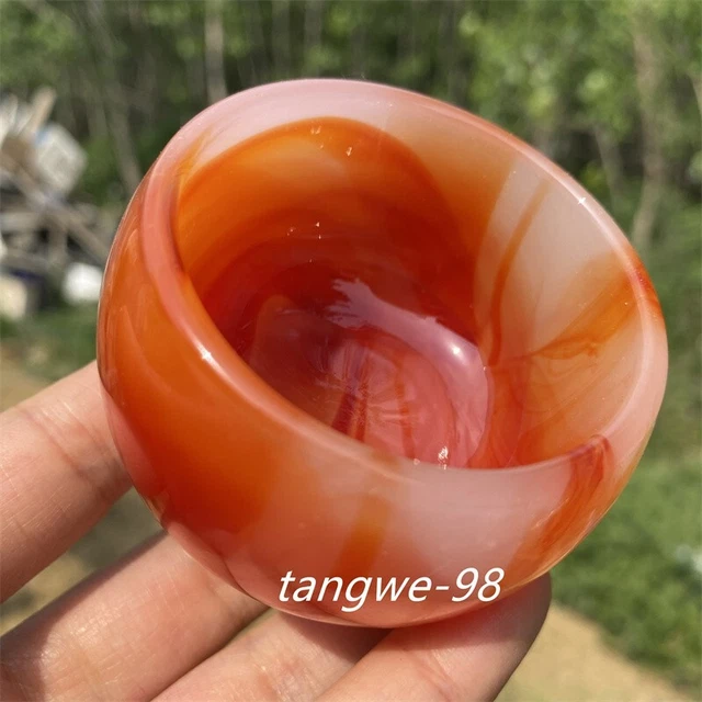 1pc  Red Agate Bowl Quartz Crystal Carved  Reiki Healing Gift