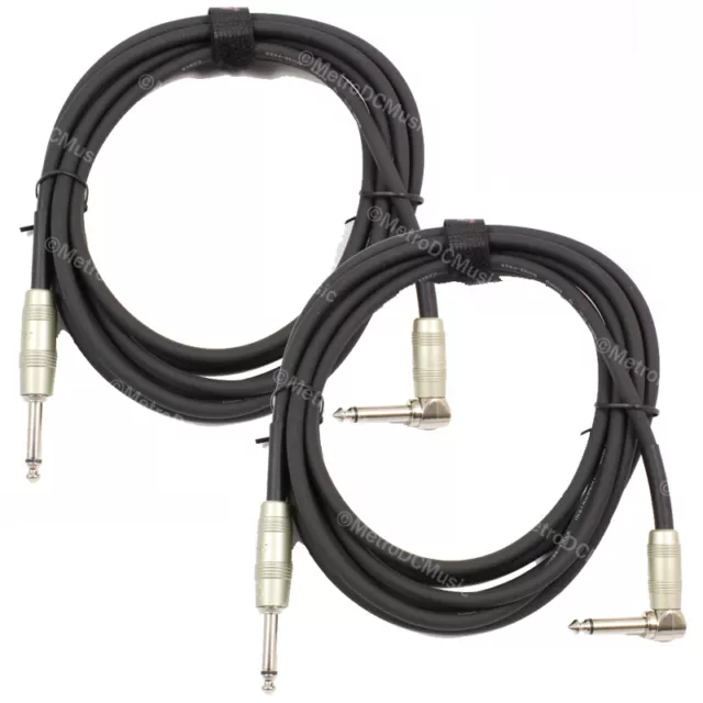 2-Pack Kirlin 20 ft PVC Right-Angle/Straight Black Guitar/Instrument Cable NEW