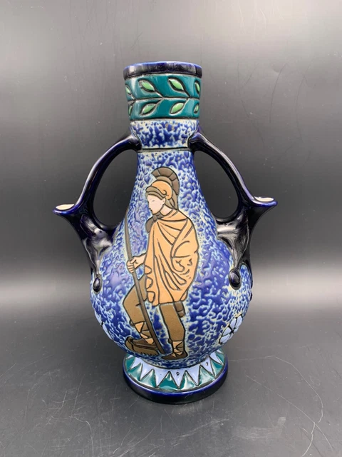 Vase Amphora En Céramique Style Art Déco Avec Décoration De Fleurs émaillées - Élégance Rétro