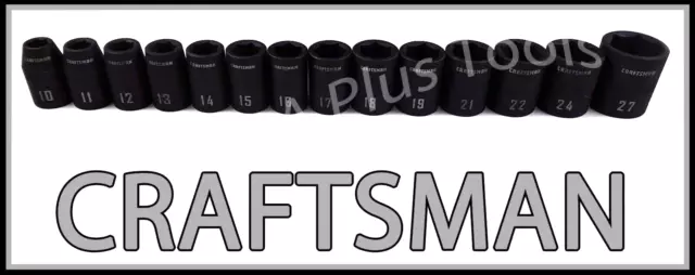 CRAFTSMAN AIR TOOLS 14pc 1/2 SAE METRIC MM 6pt IMPACT ratchet wrench socket set