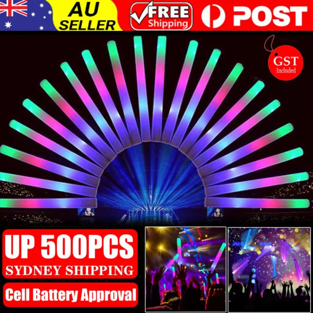 42-500 LED Foam Sticks Bulk Light Up Wand Glow Sticks Flashing Light Rave Party