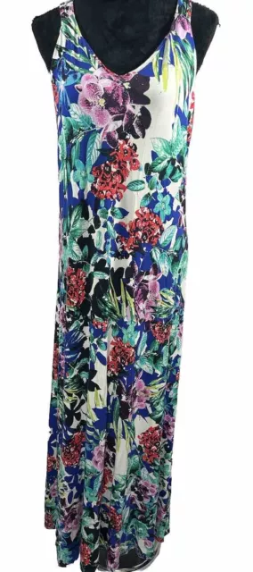 C&C California Women Medium Floral Maxi Knotted Racer Back Colorful Dress