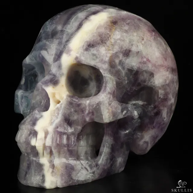 5.0" Fluorite Hand Carved Crystal Skull, Realistic, Crystal Healing