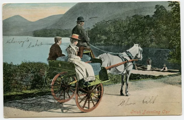 Irish Jaunting Car, Horse carrige Vintage  Postcard Toronto to London ON Canada