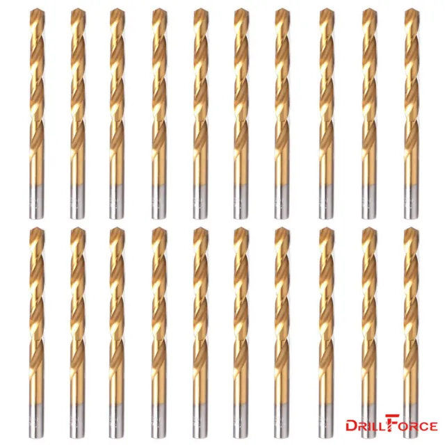 1/16" High Speed Steel Titanium Coated Twist Drill Bits for Metal, Pack of 20