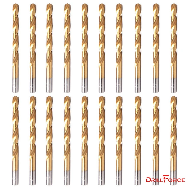 1/16" High Speed Steel Titanium Coated Twist Drill Bits for Metal, Pack of 20