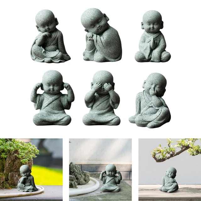 Mini Monk Figurine Buddha Statue Crafts Sitting Delicate for Home Decor Teahouse