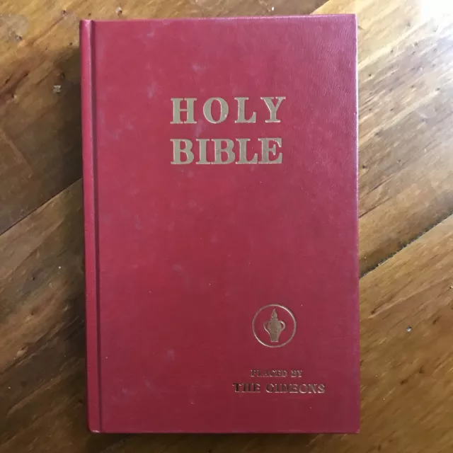 Rare Holy Bible Placed by The Gideons Red Leather 1987 New and Old Testaments