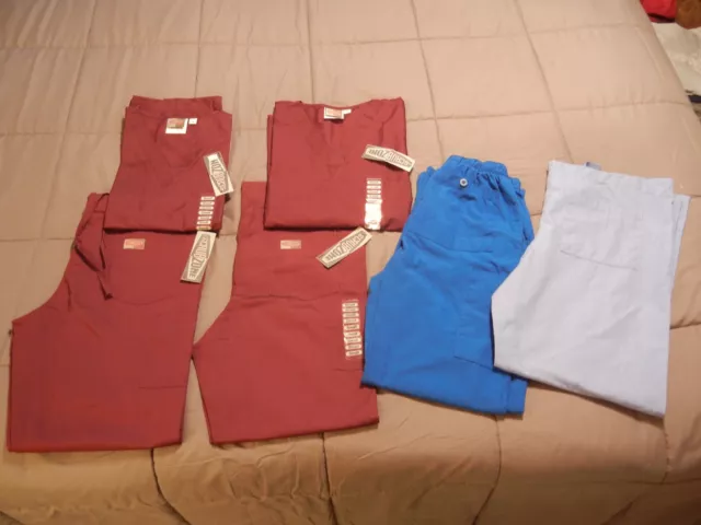 Lot of 6: Brand New Scrub Zone Tops & Pants + Scrub Pants in GUC *Sz. Small