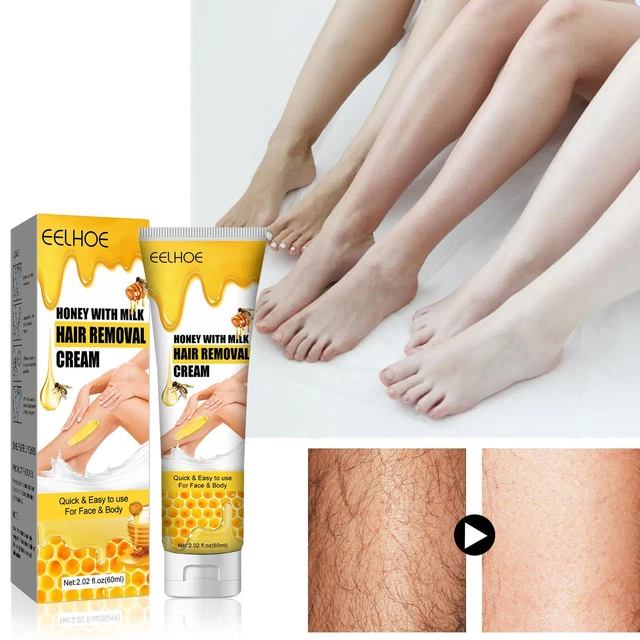 Crema depiladora de leche con miel de 60 ml removedor de cabello eficaz indoloroXP I9I7